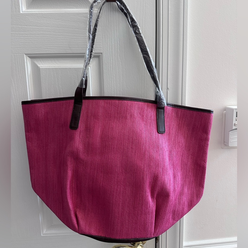 NWOT Neiman Marcus Rose Berry Color Large Tote Bag Beach Shopper